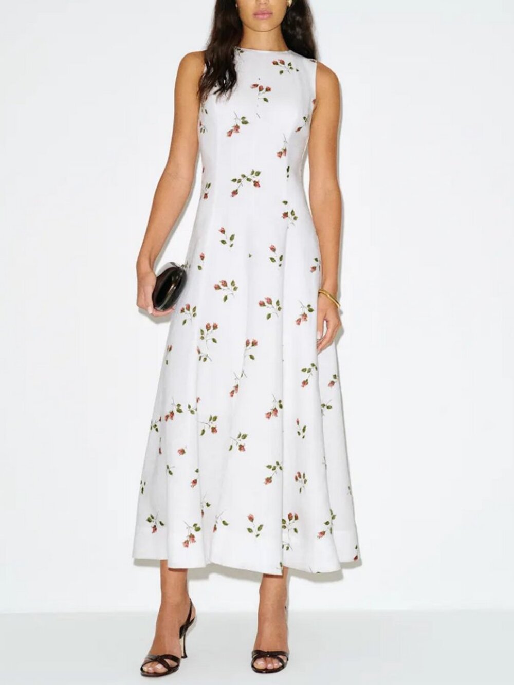 Reformation Cecilia Linen Midi Dress Sz6 Floating Rose Floral French